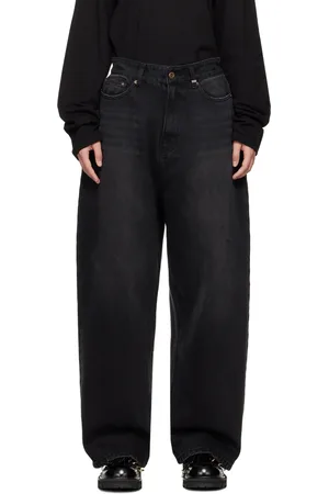 We11 Done Black Washed Loose-Fit Jeans