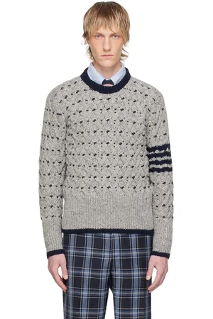Thom Browne Gray 4-Bar Sweater