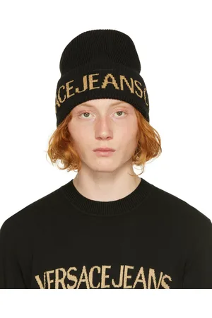 VERSACE Black & Gold Logo Beanie