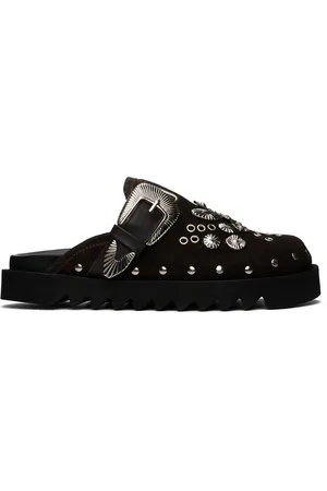 TOGA PULLA SSENSE Exclusive Brown Eyelet Metal Sabot Loafers
