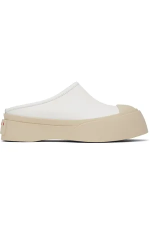 Marni White Leather Pablo Sabot Slippers