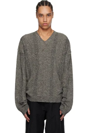 Maison Margiela Black & White V-Neck Gauge Sweater