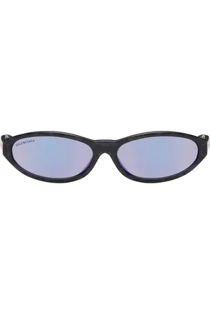 Balenciaga Black & Purple Neo Round Oval Sunglasses