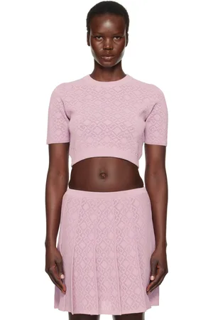 Givenchy Pink Cropped Monogram 72 Jacquard Sweater