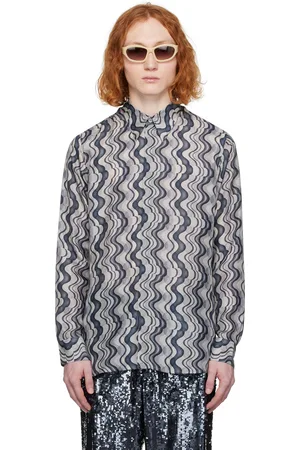 DRIES VAN NOTEN Blue Graphic Shirt