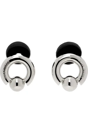 Balenciaga Silver & Black Berlin Ball Ear Jewel Earrings