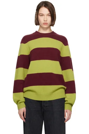 Guest In Residence Red & Green Stripe Crew Sweater