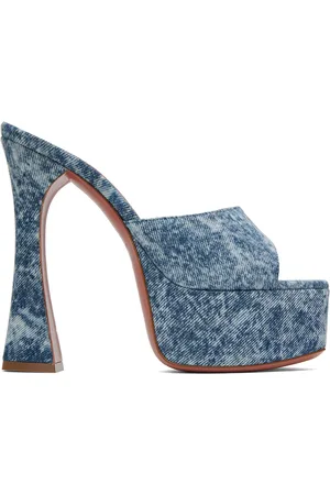 Amina Muaddi Blue Dalida Heeled Sandals