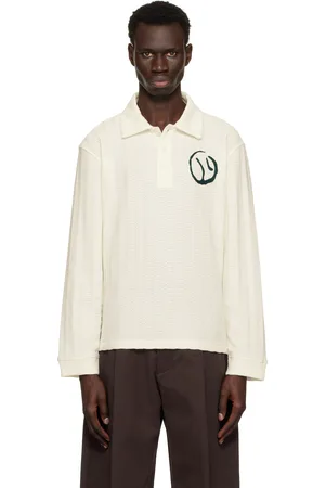 Palmes White Motif Knitted Rugby Polo