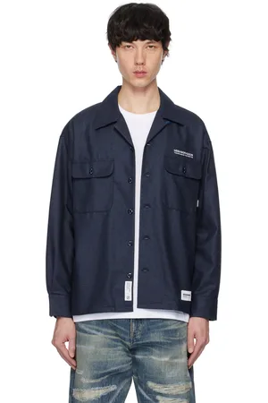 NEIGHBORHOOD Navy Wool Open Collar Shirt