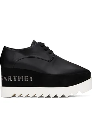 Stella McCartney Black Elyse Logo Platforms Derbys