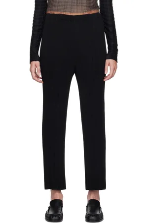 Issey Miyake Black Hatching Pleats Trousers