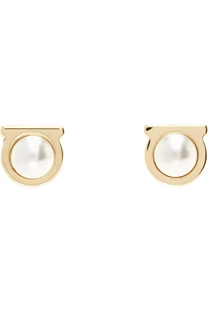 Salvatore Ferragamo Gold Gancini Pearl Earrings