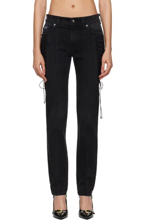 VERSACE Black Lace-Up Slim-Fit Jeans