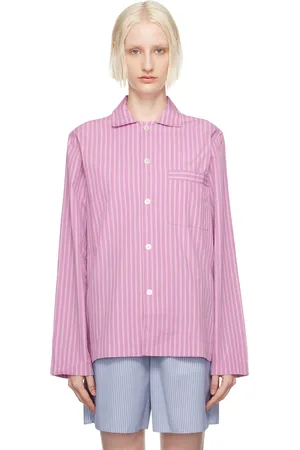 Tekla Purple & White Long Sleeve Pyjama Shirt
