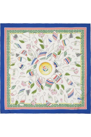 Casablanca White & Navy Small Silk Scarf