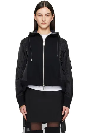 SACAI Black Sponge Sweat x Nylon Twill Hoodie
