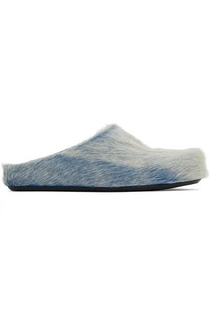 Marni Blue & Gray Fussbett Sabot Slip-on Loafers