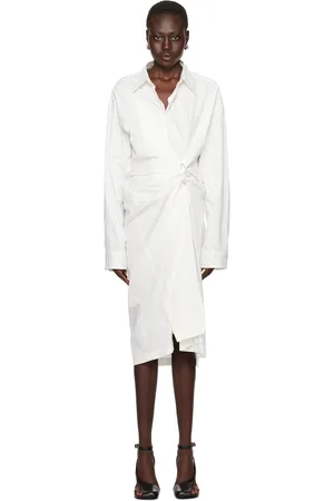 DRIES VAN NOTEN Off-White Draped Midi Dress