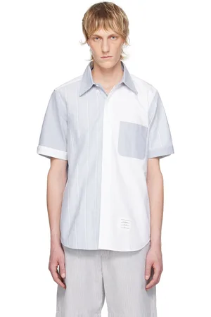 Thom Browne White & Blue Stripe Shirt