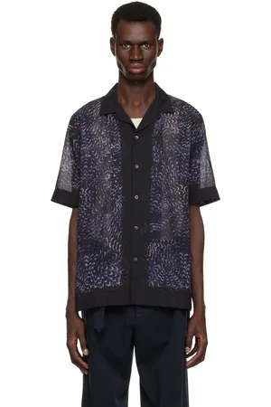 DRIES VAN NOTEN Navy Boxy Cotton Shirt