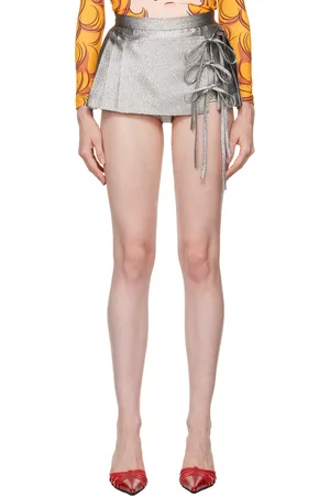 pushBUTTON Silver Side Slit Open Micro Skort