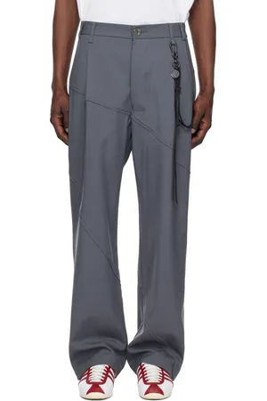 SONG FOR THE MUTE Gray Slash Loose Pleated Trousers