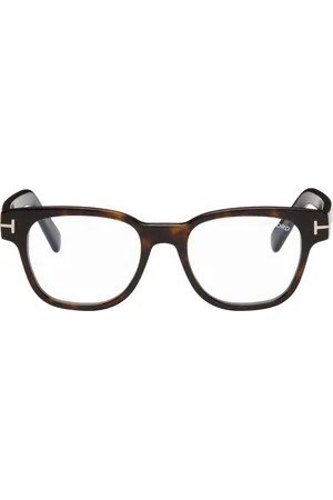 Tom Ford Brown & Black Square Blue Block Glasses