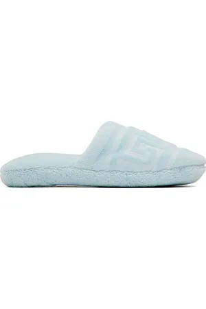 VERSACE Blue Greca Slippers