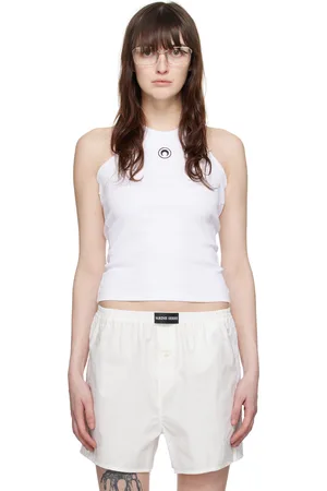 Marine Serre White Ribbed Tank Top