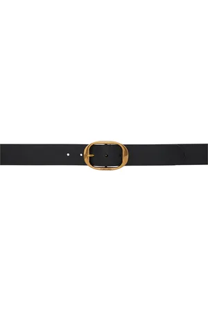 Tom Ford Black Grain Leather Oval Belt