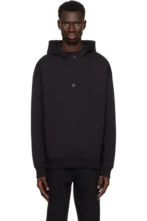 HUGO BOSS Black Interlock Cotton-Blend Stacked Logos Hoodie