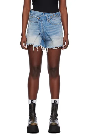 R13 SSENSE Exclusive Blue Crossover Denim Shorts
