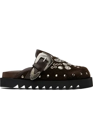 TOGA PULLA SSENSE Exclusive Brown Eyelet Metal Sabot Loafers