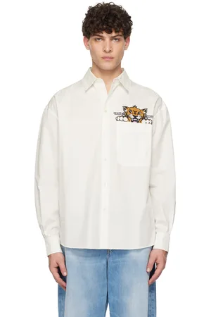 Kenzo White Paris Happy Tiger Pocket Casual Shirt