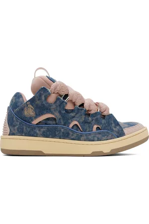 Lanvin SSENSE Exclusive Blue & Pink Curb Denim Sneakers