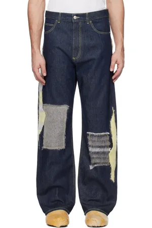 Marni Blue Wool Patched Bull Denim Jeans