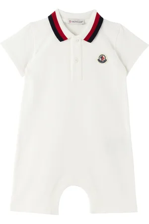 Moncler Baby White Logo Patch Romper