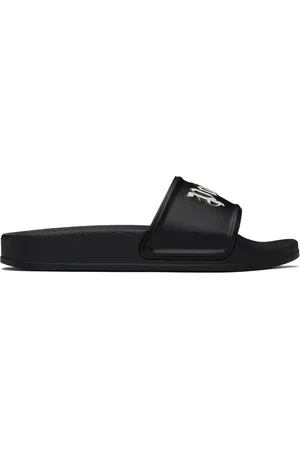 Palm Angels Kids Black Logo Pool Slides