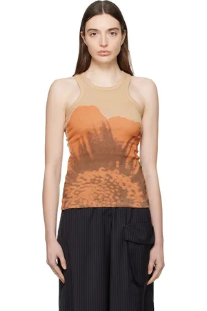 OPEN YY Beige Flower Tank Top