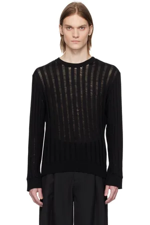 LGN LOUIS GABRIEL NOUCHI Black Ribbed Laddering Sweater