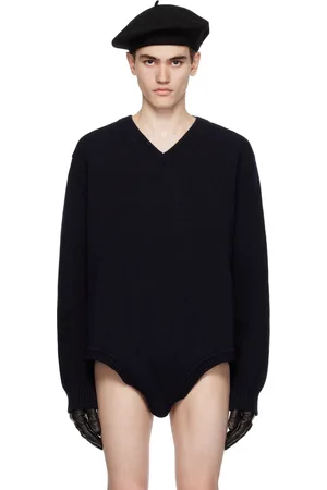 Maison Margiela Navy V-Neck Sweater