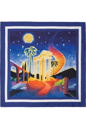 Casablanca Navy Small Silk Scarf