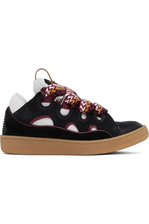 Lanvin Black & White Leather Curb Sneakers