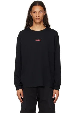 HUGO BOSS Black Printed Logo Long Sleeve T-Shirt