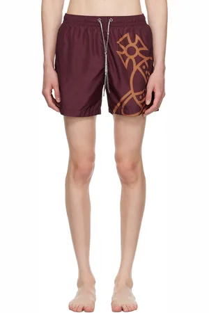 Vivienne Westwood Burgundy Line Orb Swim Shorts