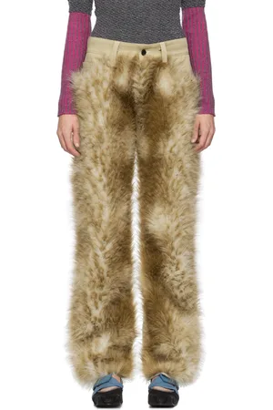 Paula Canovas Del Vas SSENSE Exclusive Beige Faux-Fur Jeans