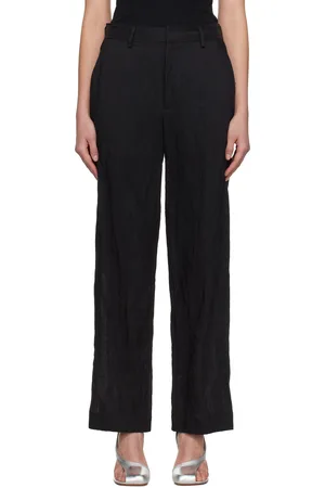 Maison Margiela Black Crinkled Metallic Tailoring Trousers