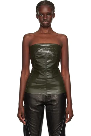 Rick Owens Green Coated Denim Tank Top