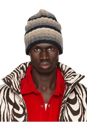 ERL Beige & Gray Wool Striped Beanie
